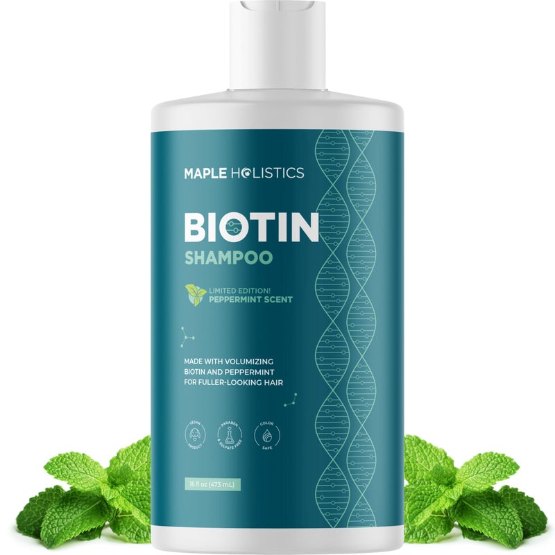 Volumizing Biotin Shampoo for Thinning Hair  Thin Hair Shampoo with Peppermint Argan and Essential Oils for Hair Care  Vegan Sulfate Free Shampoo for Damaged Dry Hair Paraben and Cruelty Free Mint